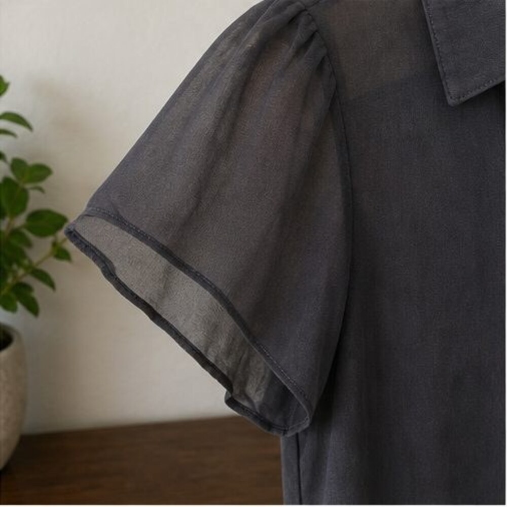Charcoal Ruffle Blouse - Picture 5 of 6
